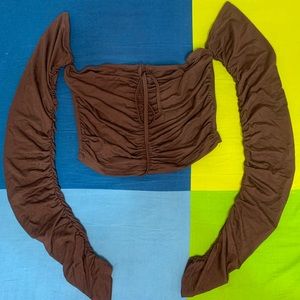 Drawstring off the shoulder crop top